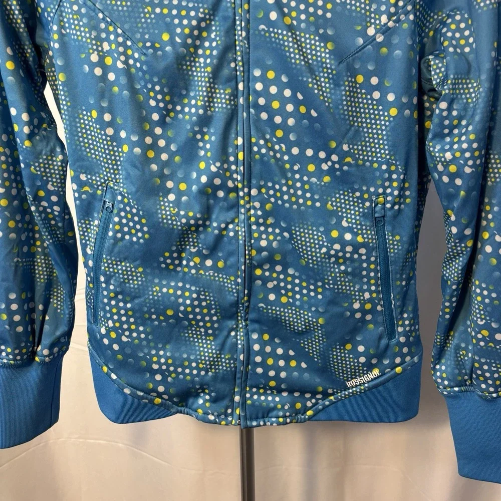 Rossingol Hoodie Lightweight Soft-Shell Jacket Women's M Full-Zip Blue Polka Dot - Picture 3 of 4